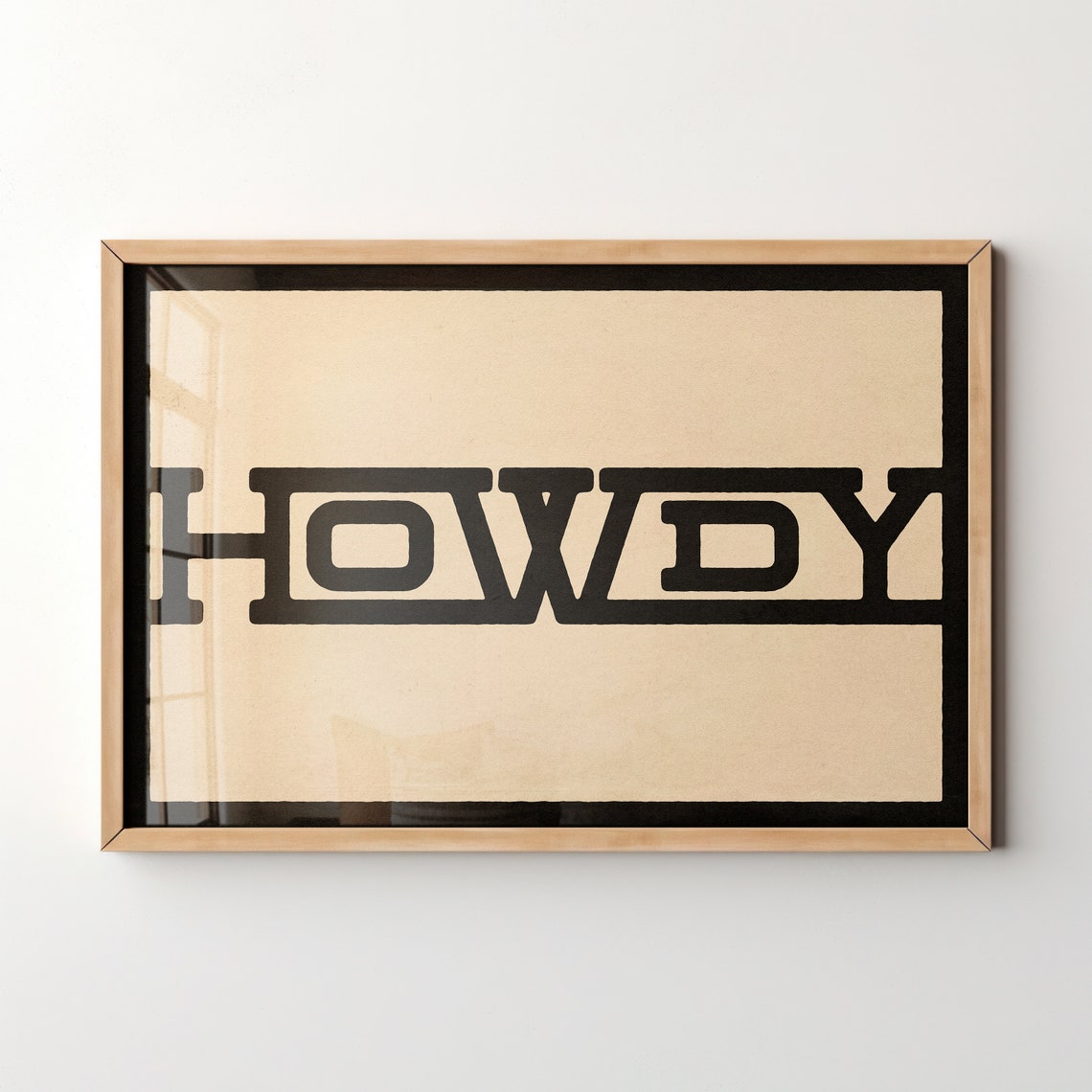 Black Stencil Howdy Typography Western Border Farmhouse Poster