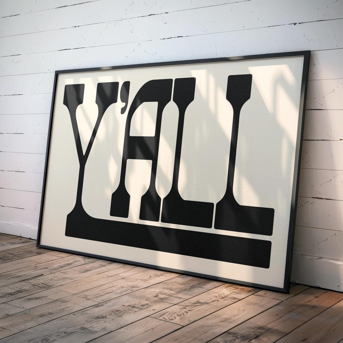 Y'All Extra Tall Black Lettering Cream Eclectic Minimalist Print