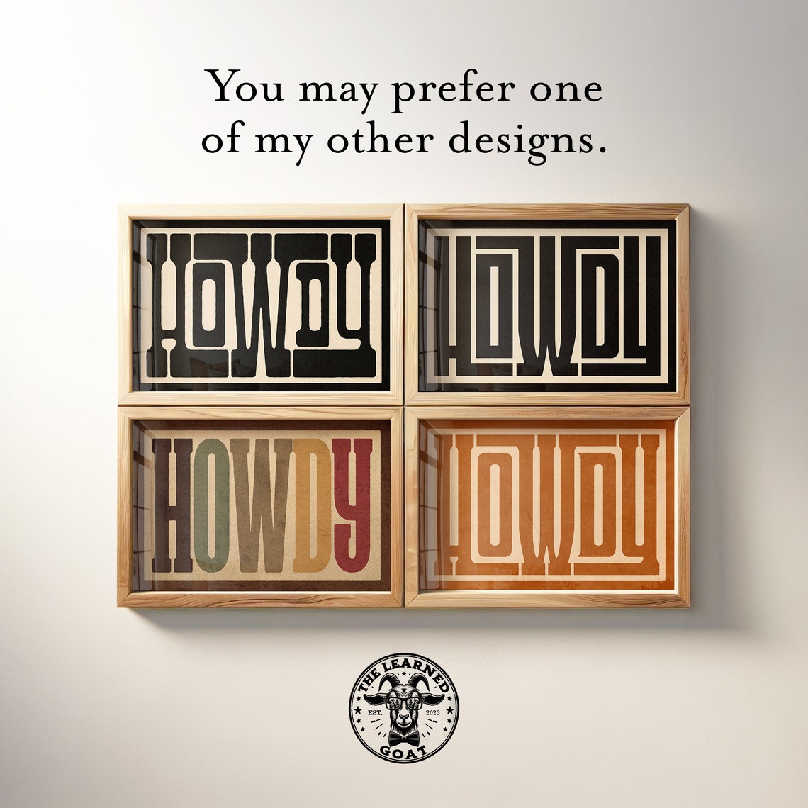 Howdy Bold Black Western Block Typography Cream Rustic Poster - Image 4