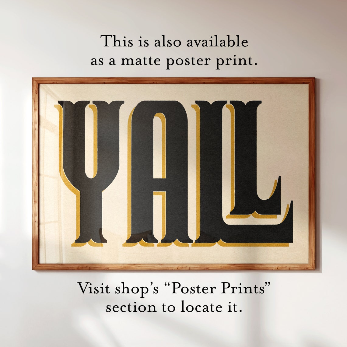 Vintage Yall Retro Typography Western Black And Gold Wall Poster - Image 3