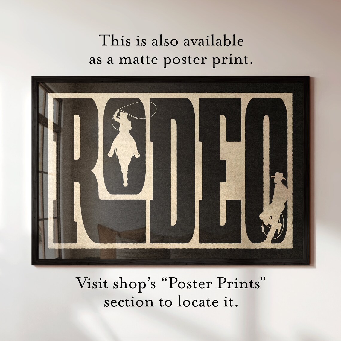 Rodeo Bold Western Typography Cowboy Horse Rider Silhouette Poster - Image 2