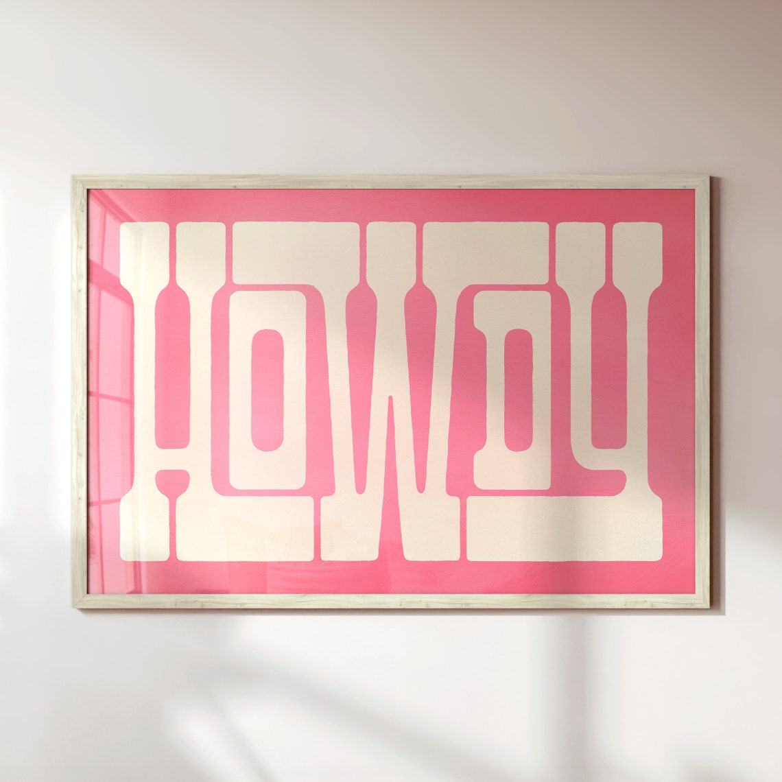 Howdy Hot Pink Cream Bold Typography Cheerful Playful Western Poster - Image 2