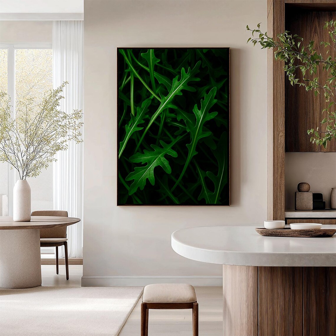 Arugula Wall Art Print Restaurant Kitchen Decor Green Leaf Photography Modern Food Artwork Botanical