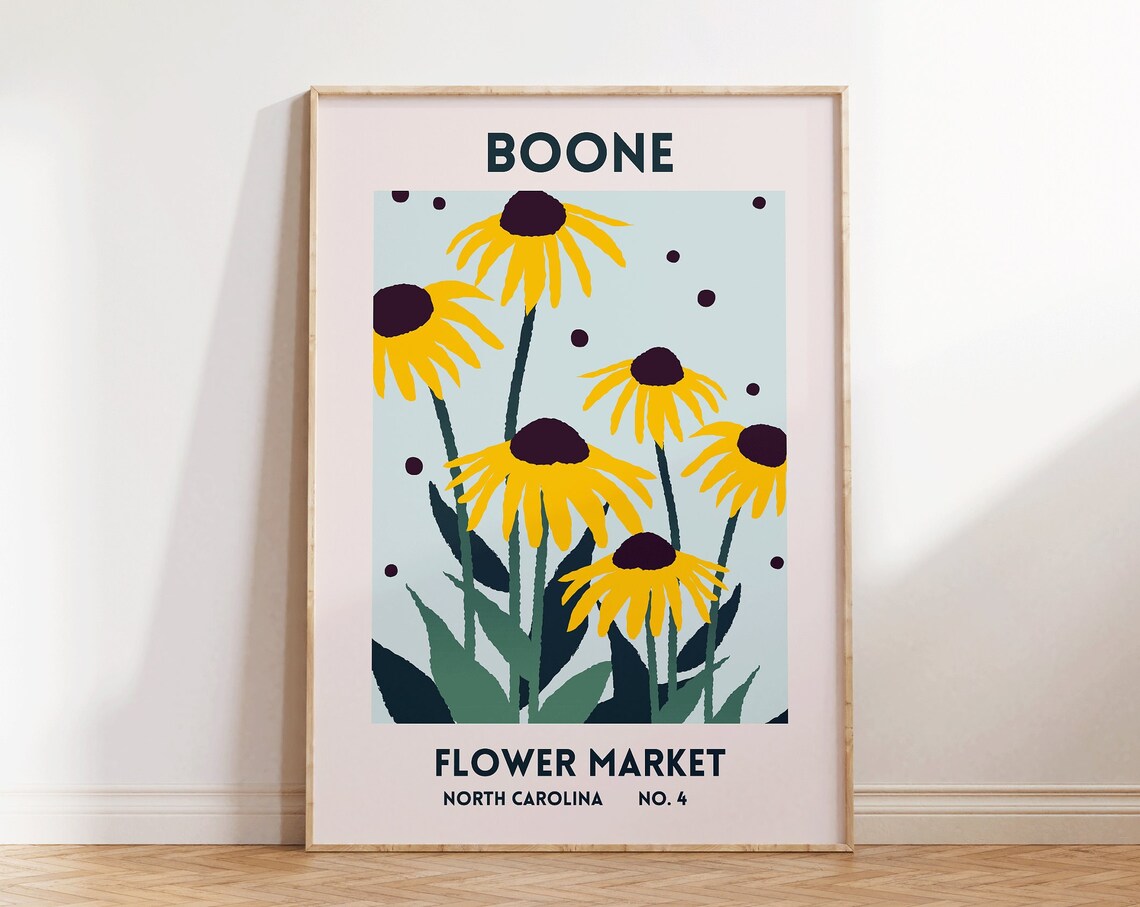 Boone Flower Market North Carolina Black-Eyed Susan Travel Poster