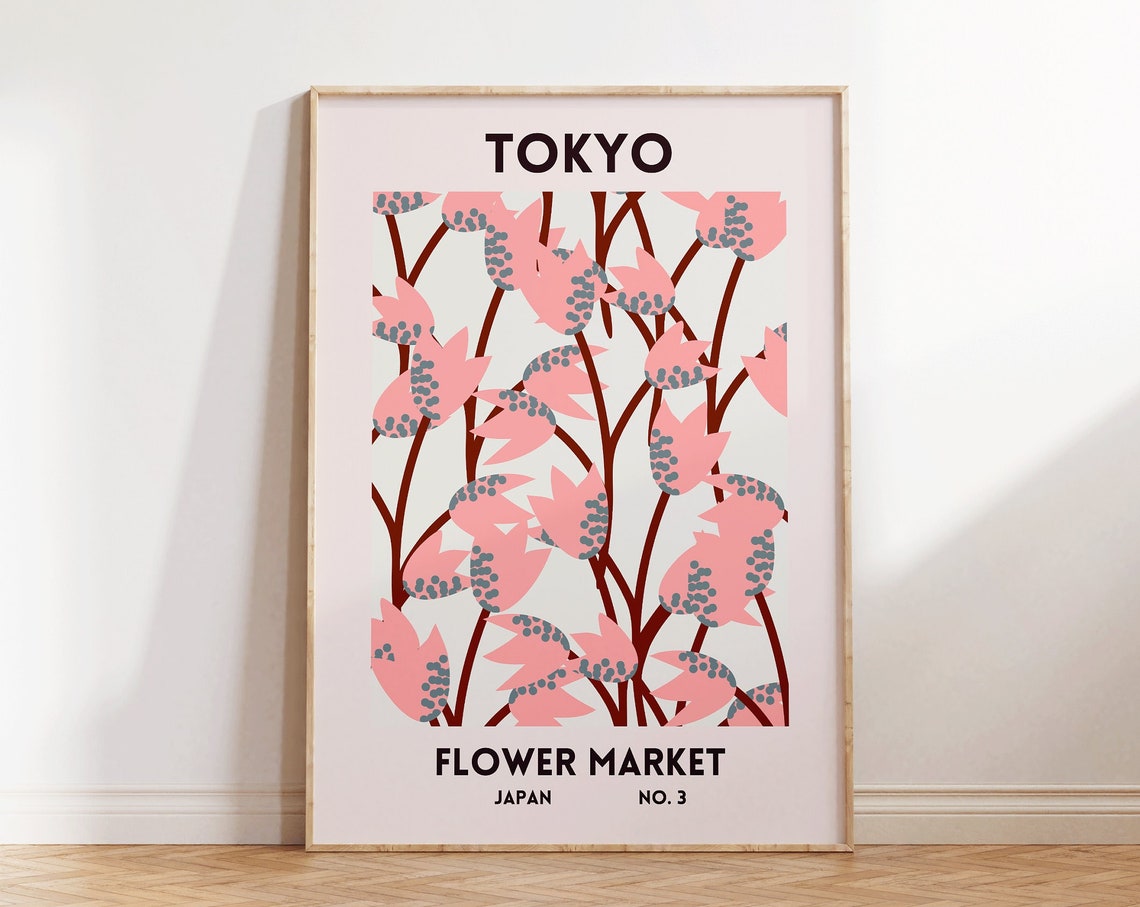Tokyo Flower Market Print Cherry Blossom Poster Japan Flower Market Decor Tokyo Japan Print Pink Tokyo Wall Art 1 Print - Image 4