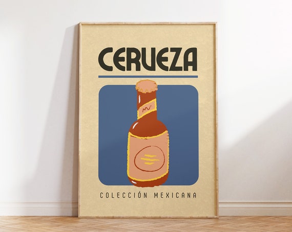 Beer Print Mexico Art Print Cerveza Print Vintage Mexico Wall Art Cerveza Poster Mexico Travel Poster Beer Poster 1 Print
