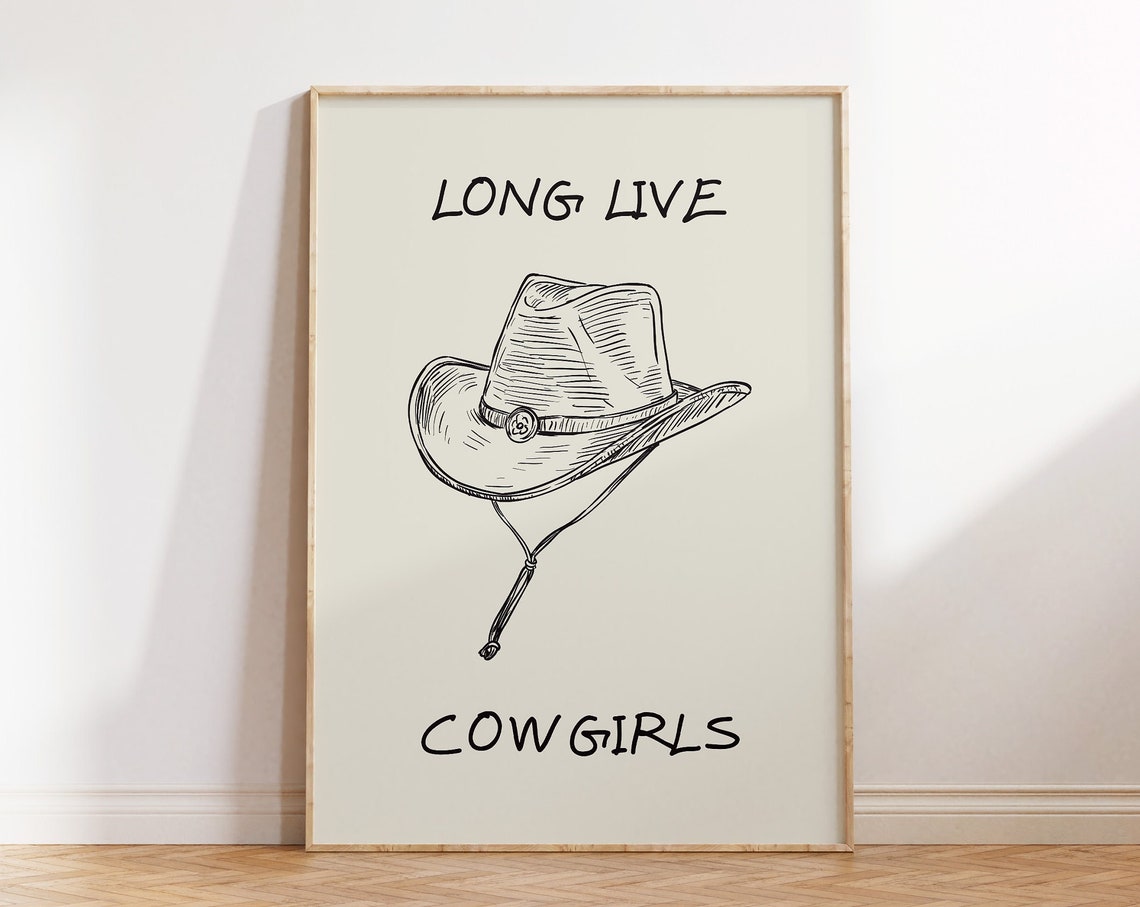 Vintage Cowgirl Print Retro Western Poster Cowboy Hat Print Trendy Western Wall Decor Cute Cowgirl Wall Art 1 Print - Image 2
