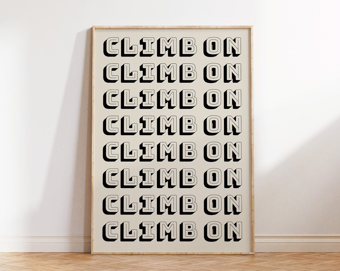 Retro Climbing Print, Minimalist Mountaineering Art