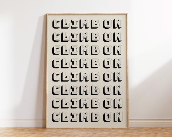 Retro Climbing Print, Minimalist Mountaineering Art
