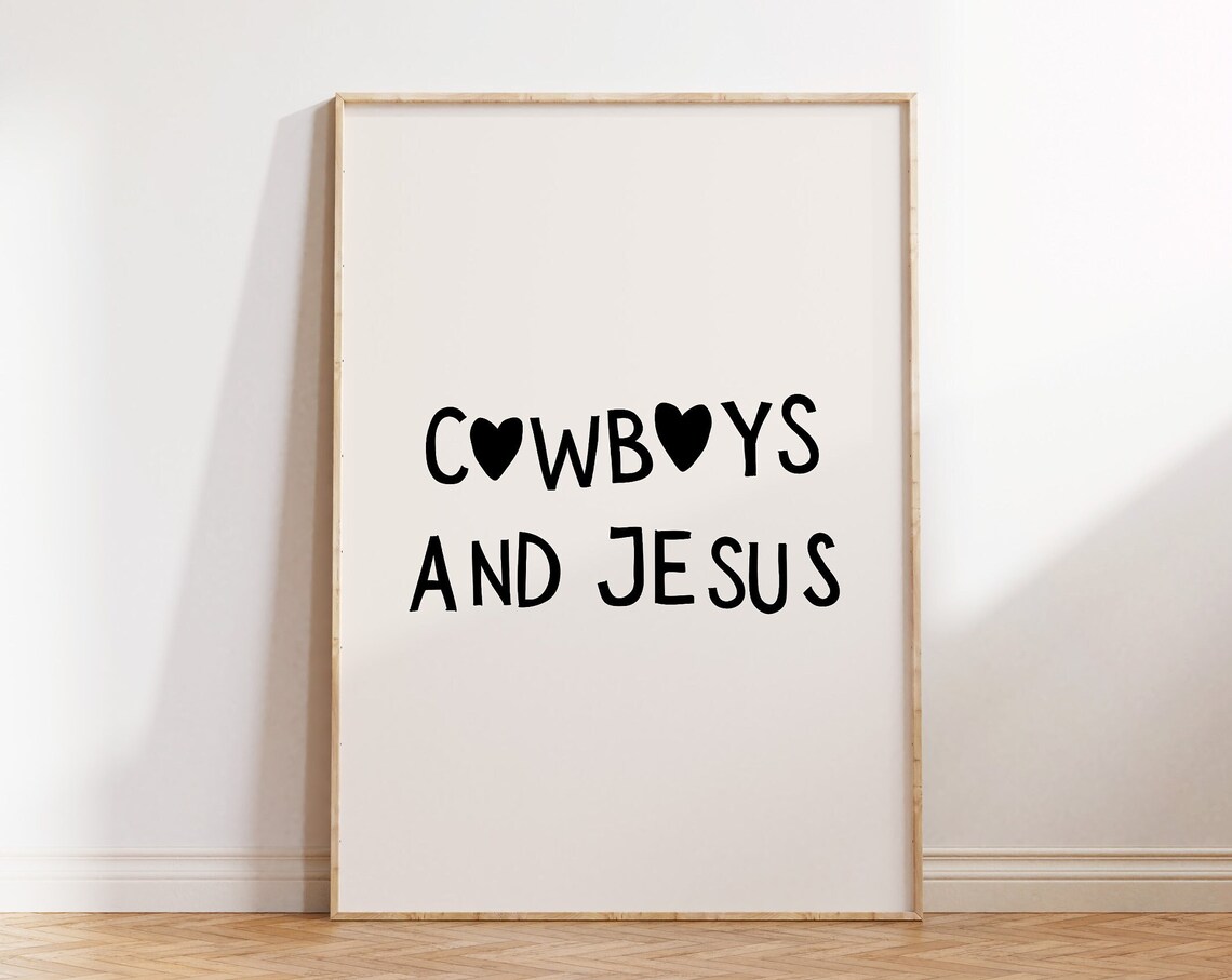 Cowboys And Jesus Black Heart Christian Faith Western Poster - Image 4