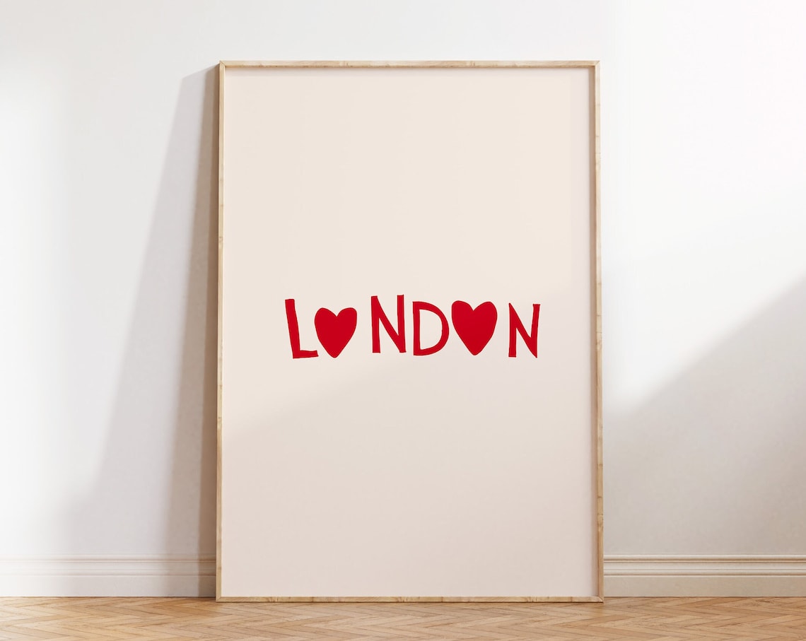 London Print London Wall Art London England Art Minimalist Heart Poster London Decor London England Poster 1 Print