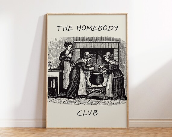 The Homebody Club Print Funny Vintage Poster Trendy Living Room Decor Cute Quote Art Aesthetic Apartment Wall Art 1 Print