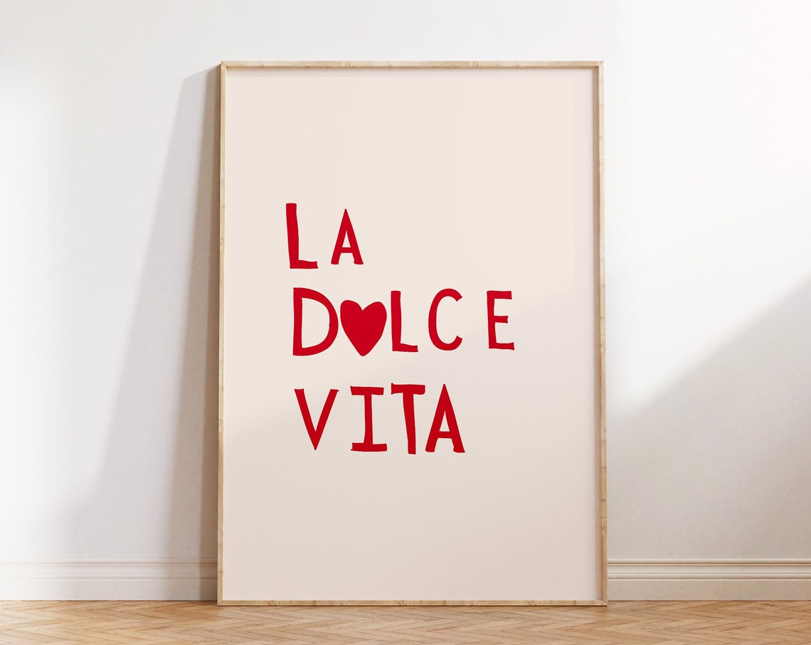 Trendy Quote Print Italy Wall Art Feminine Art Print Italian Quote Art Print Minimalist Heart Print Positive Art 1 Print