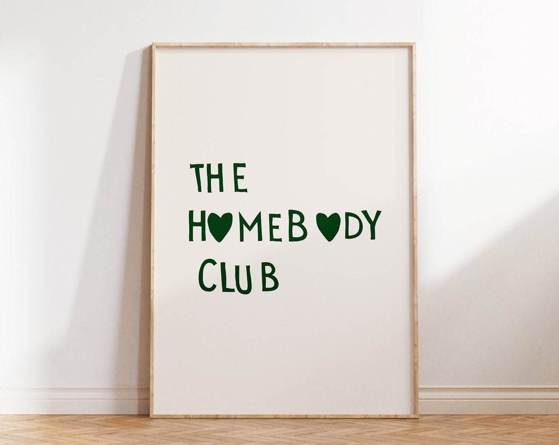 The Homebody Club Print Minimalist Heart Poster Trendy Living Room Decor Green Aesthetic Apartment Wall Art 1 Print