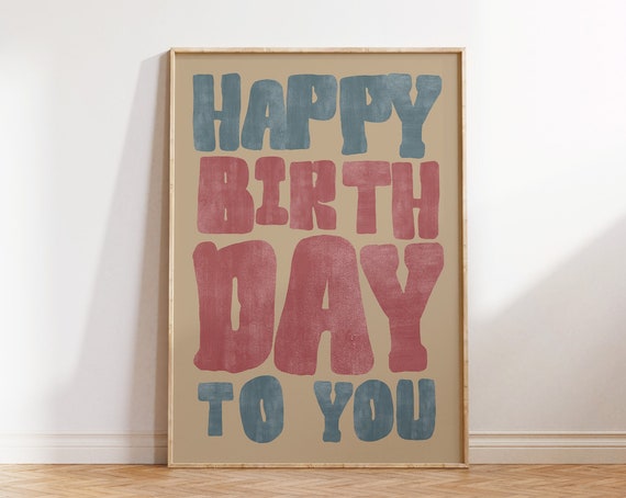 Happy Birthday Retro Typography Art Print