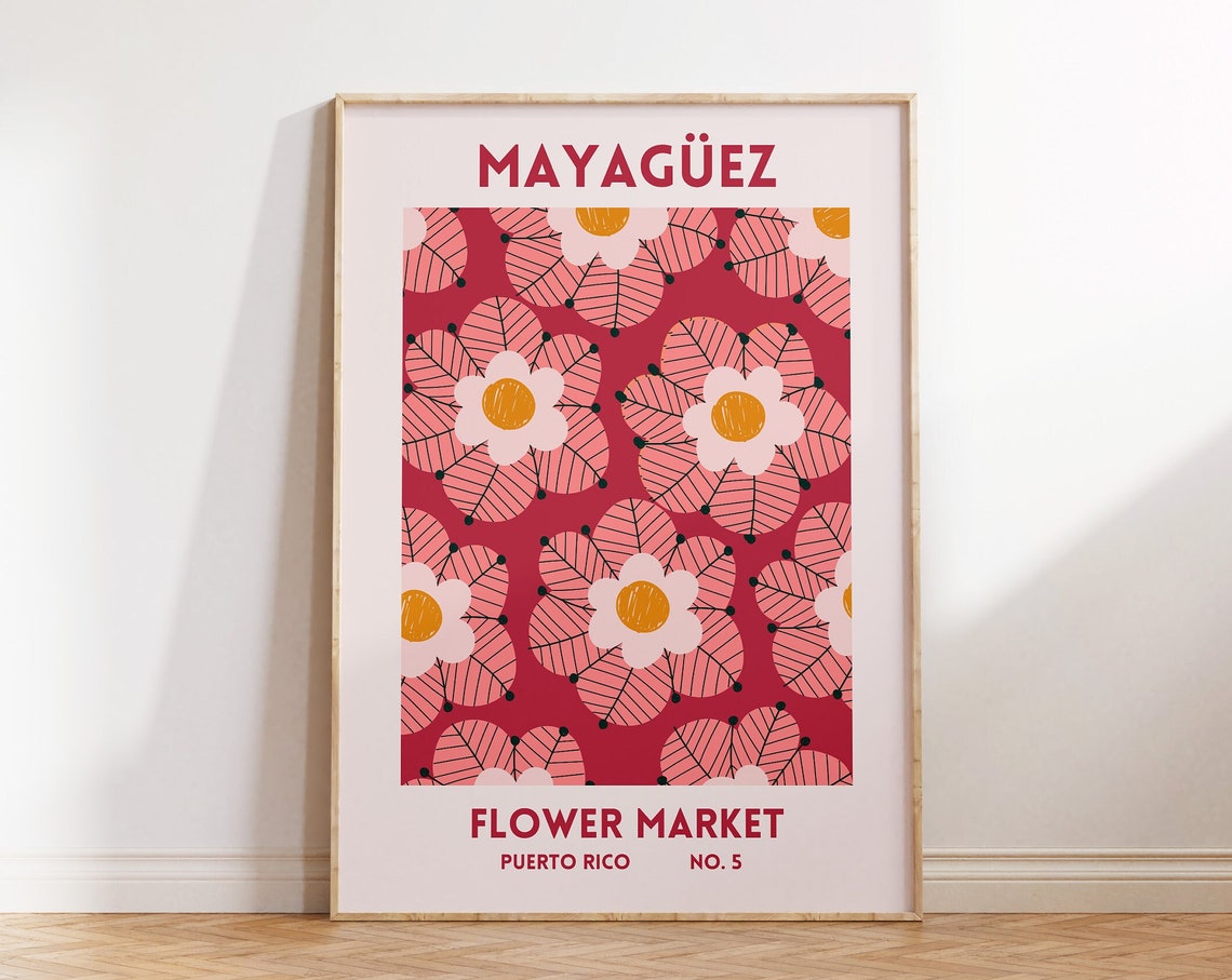 Mayaguez Print Puerto Rico Art Puerto Rico Flower Market Print Puerto Rico Poster Caribbean Art Floral Posters 1 Print