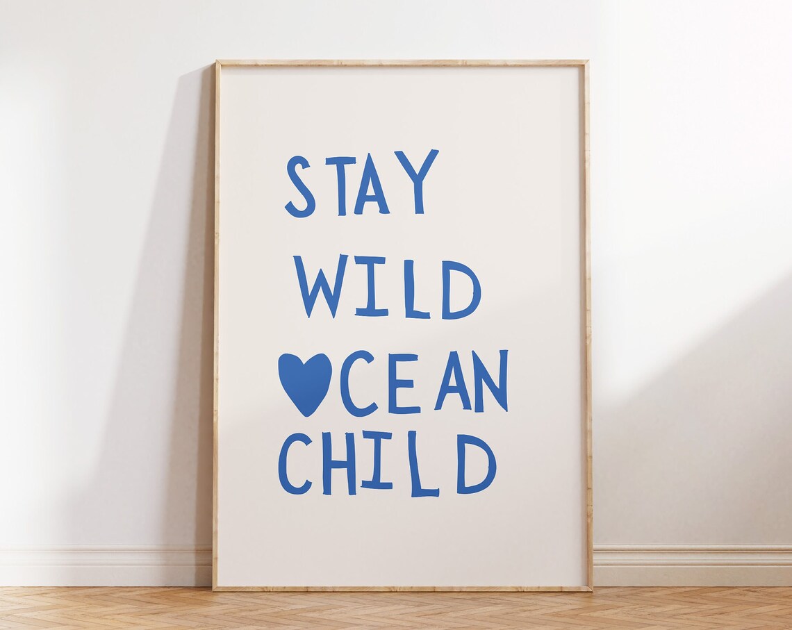 Blue Beachy Minimalist Heart Coastal Art Print - Image 4