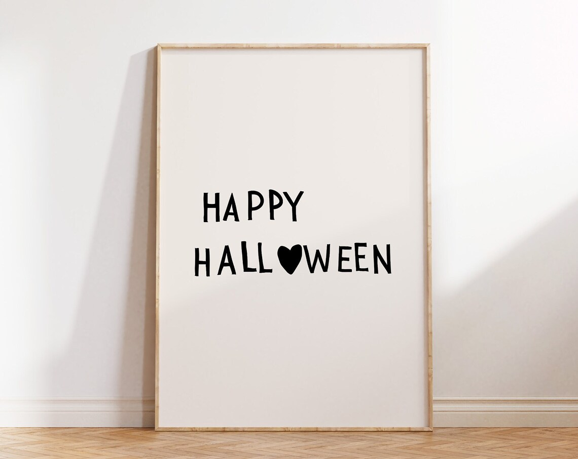 Happy Halloween Heart Lettering Minimalist Spooky Fall Poster - Image 4