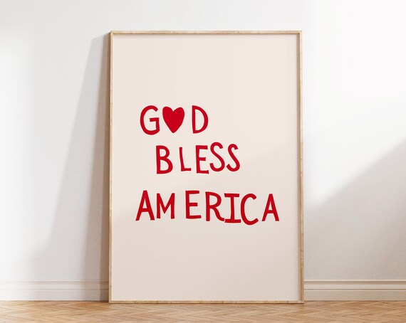 God Bless America Red Patriotic Quote Fourth Of July Wall Poster