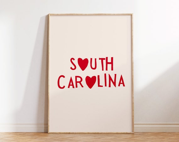 South Carolina Travel Poster, State Wall Art Print
