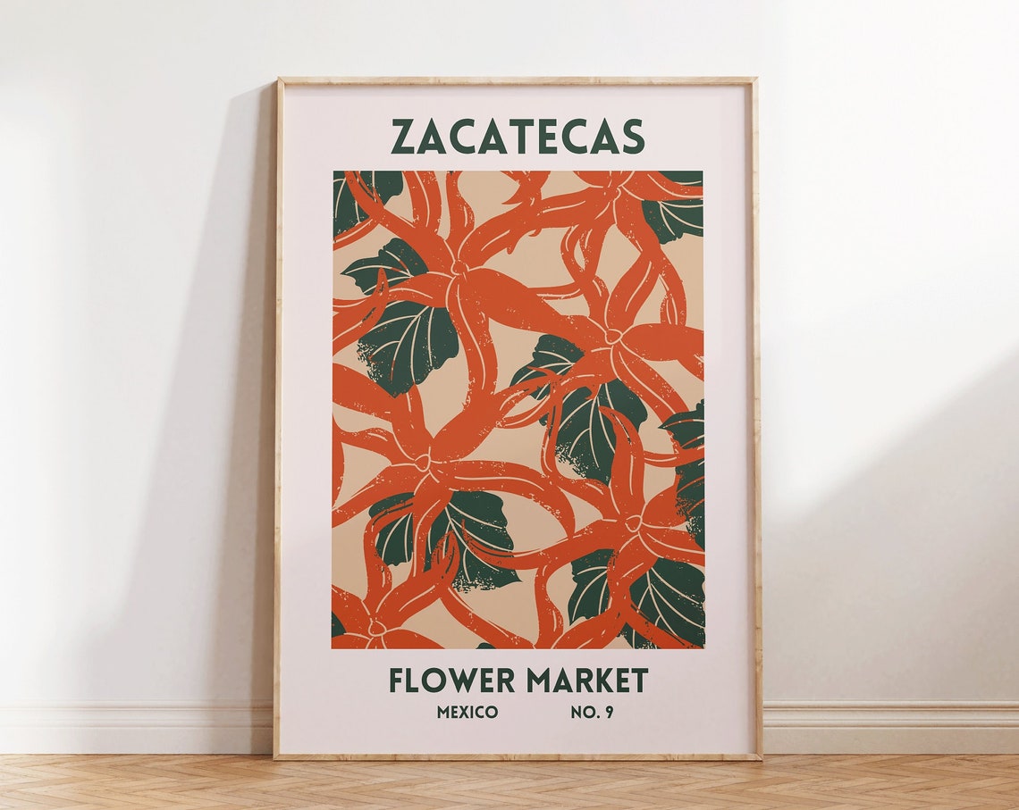 Zacatecas Mexico Flower Market No 9 Bold Red Lily Floral Print