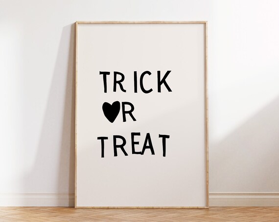 Trick or Treat Heart Lettering Cute Halloween Quote Decor Poster