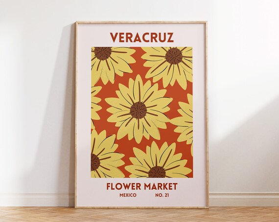 Veracruz Mexico Flower Market Yellow Daisy Floral Decor Poster