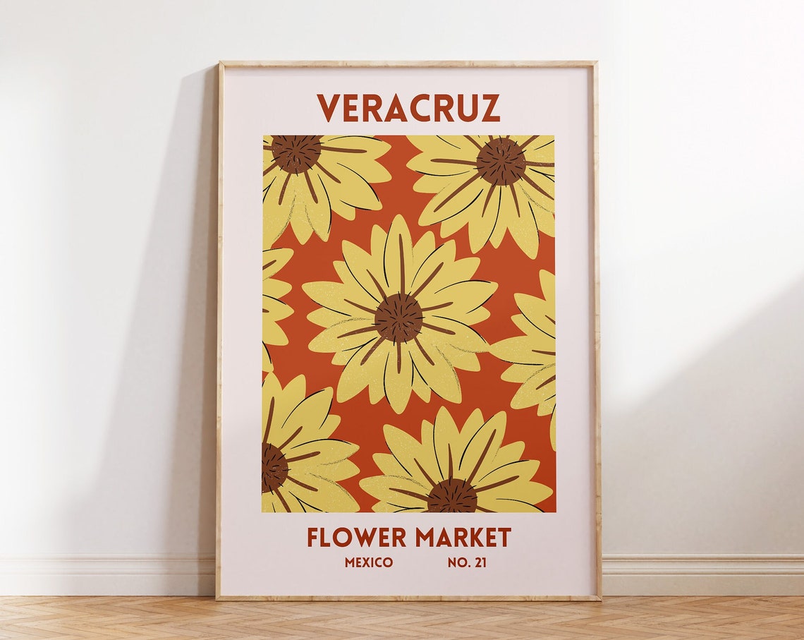 Veracruz Mexico Flower Market Yellow Daisy Floral Decor Poster