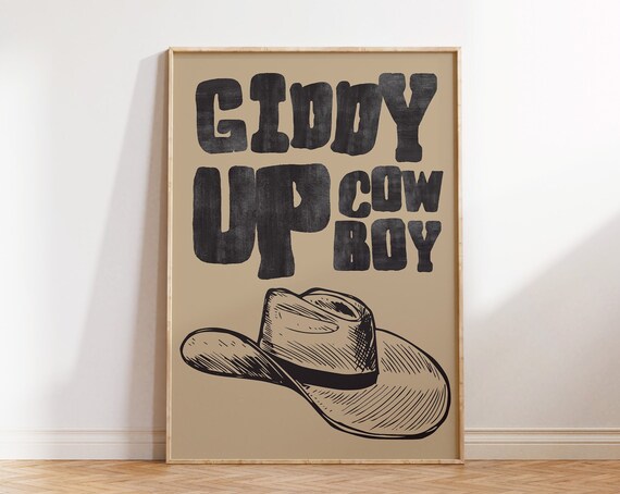 Retro Cowboy Poster, Vintage Western Art Print