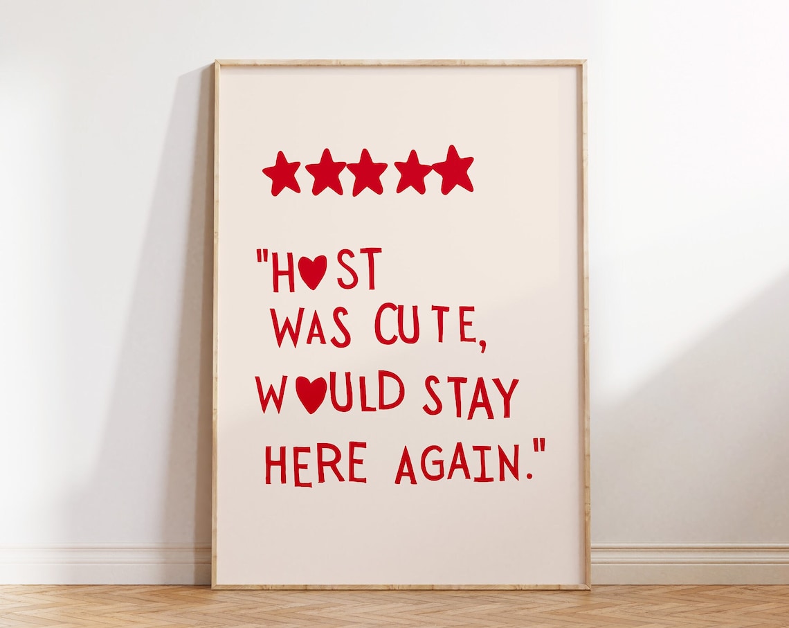 Five Star Host Review Funny Guest Room Art Print