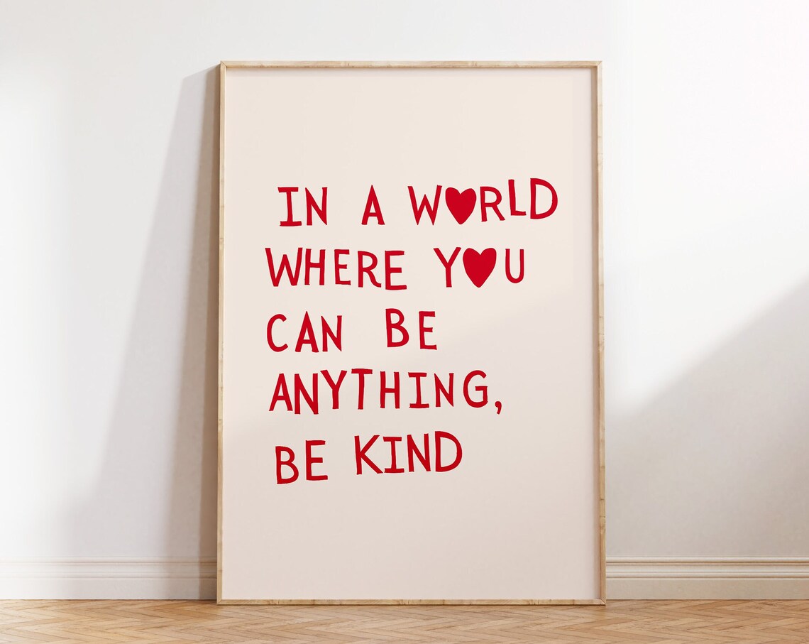 Be Kind Quote Minimalist Heart Art Print