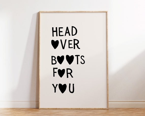 Cute Western Quote Print Cowboy Boots Poster Cowgirl Wall Art Black Western Decor Heart Typography Print Girly 1 Print