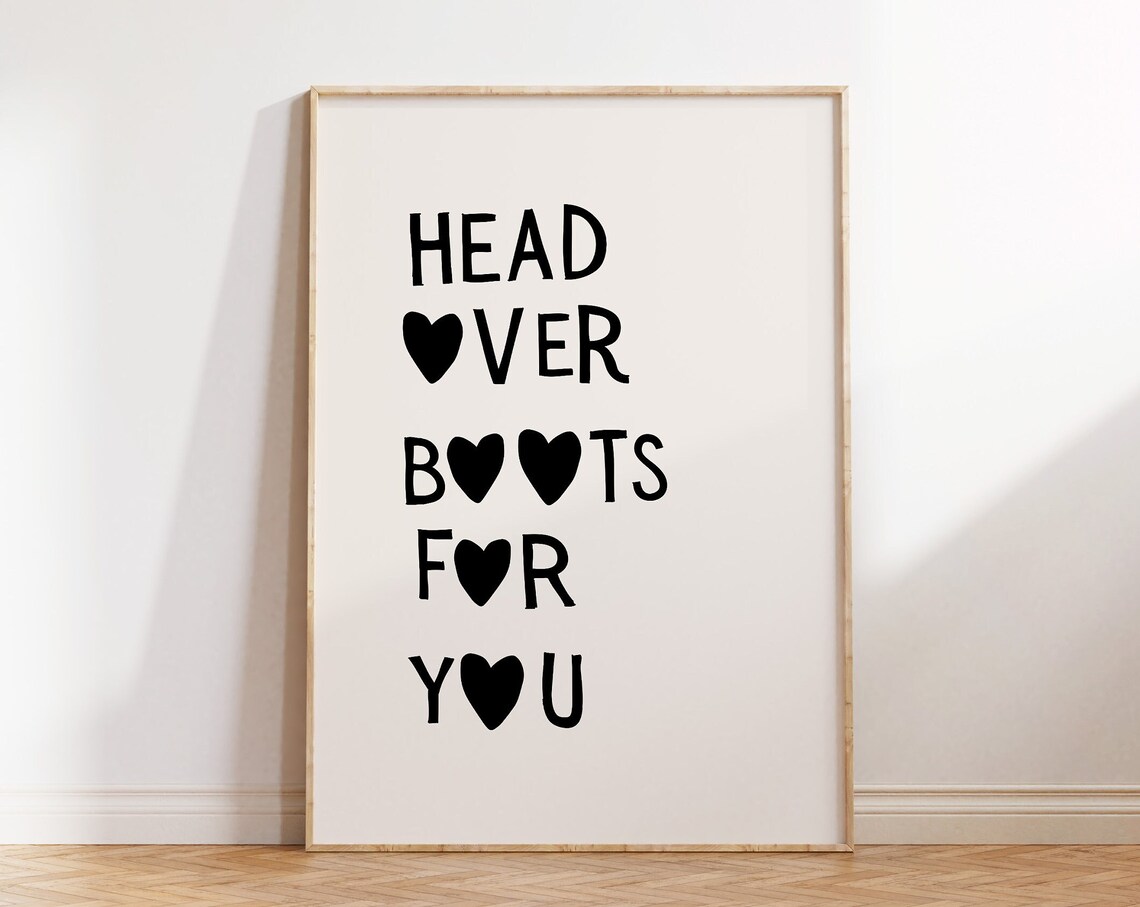 Head Over Boots for You Cowgirl Heart Western Love Quote Wall Art