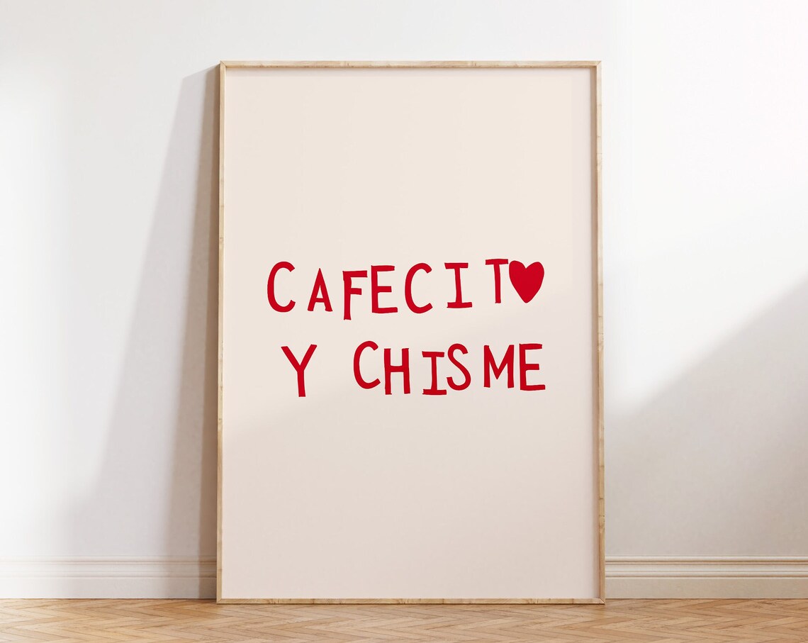 Cafecito Y Chisme Minimalist Heart Art Print