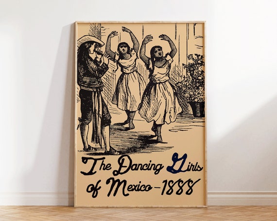 Mexico Wall Art Mexico Travel Poster Vintage Mexican Poster Dancing Girls Of Mexico Print Vintage Mexico Art Print 1 Print