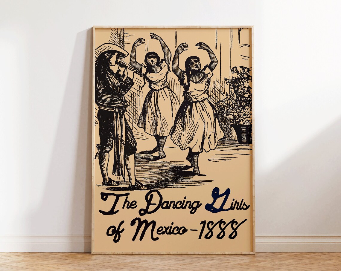 The Dancing Girls Of Mexico 1888 Vintage Mexican Engraving Poster