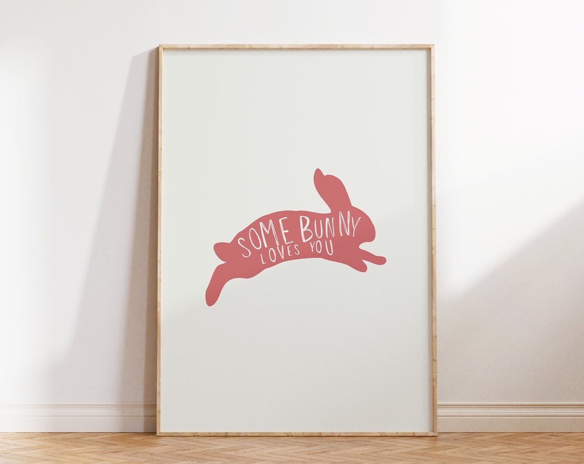 Cute Bunny Print Trendy Easter Decor Springtime Poster Rabbit Line Art Print Easter Quote Wall Art Spring Decor 1 Print - Image 4