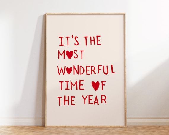 It's the Most Wonderful Time of the Year Red Heart Christmas Poster