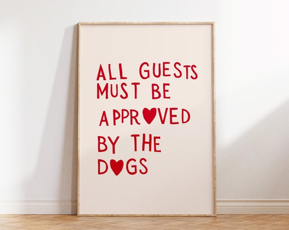 Funny Dog Print Minimalist Heart Decor Dog Owner Gift Puppy Poster Trendy Dog Wall Art Red Heart Typography Poster 1 Print