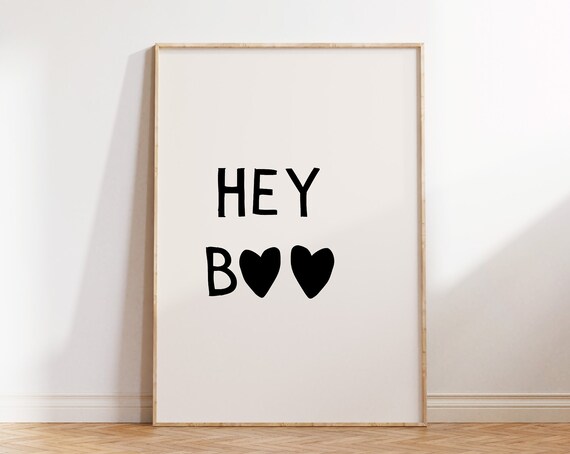 Hey Boo Print Cute Halloween Poster Romantic Wall Art Heart Typography Print Girly Wall Art Funny Halloween Decor 1 Print