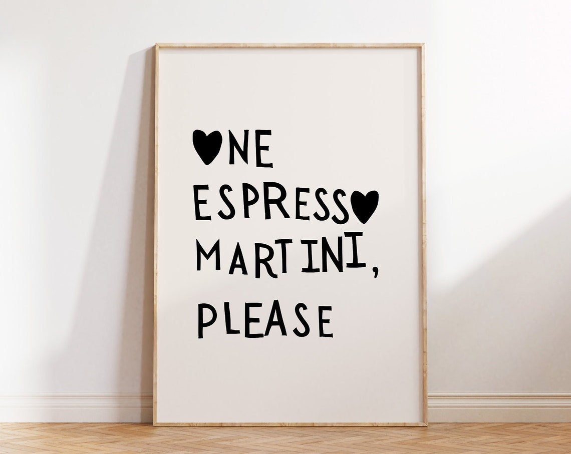 Black Heart Martini Quote Cocktail Bar Cart Typography Poster - Image 4