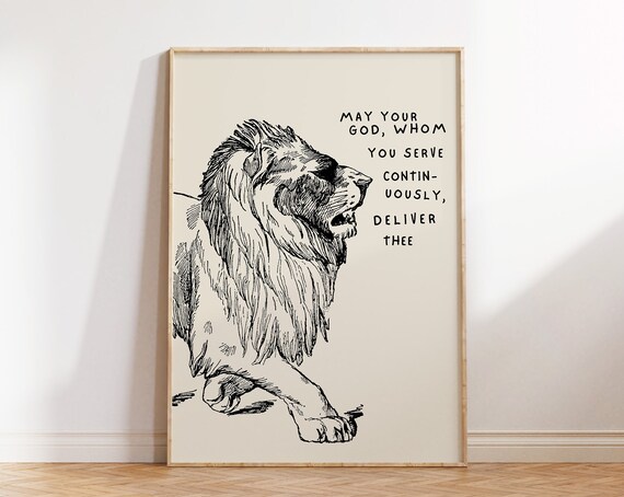 Daniel And The Lions Den Vintage Lion Christian Faith Art Poster