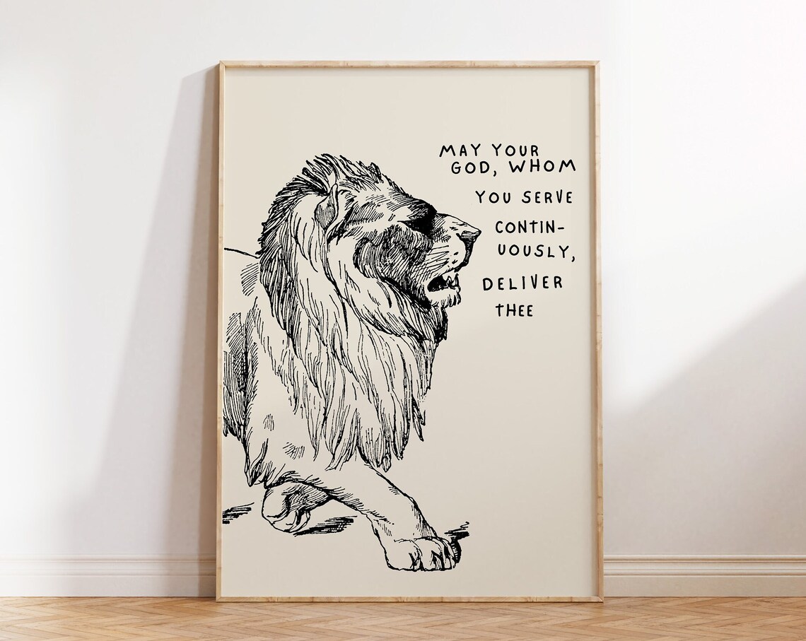 Daniel And The Lions Den Vintage Lion Christian Faith Art Poster