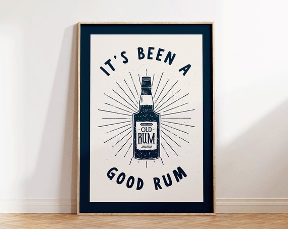 Rum Print Retro Bar Cart Wall Art Vintage Liquor Poster Bar Art Funny Bar Decor Retro Rum Poster 1 Print