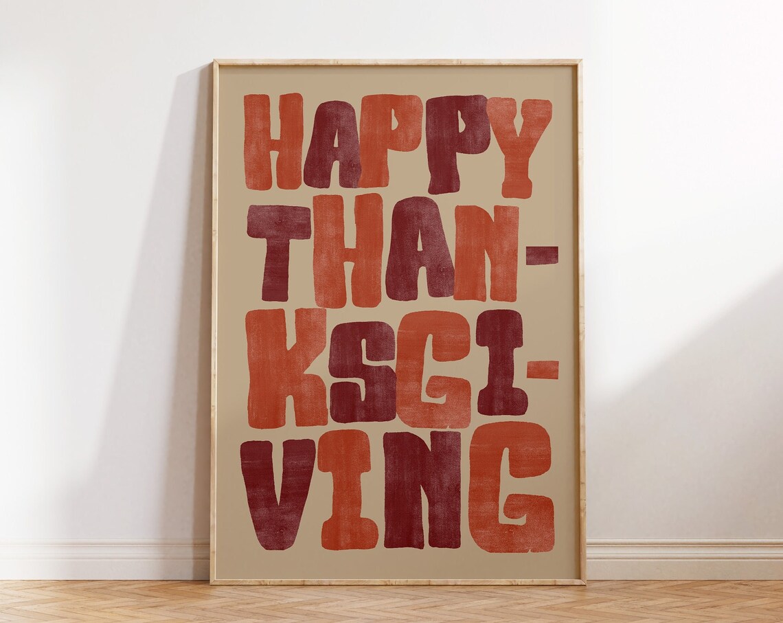 Happy Thanksgiving Retro Typography Art Print