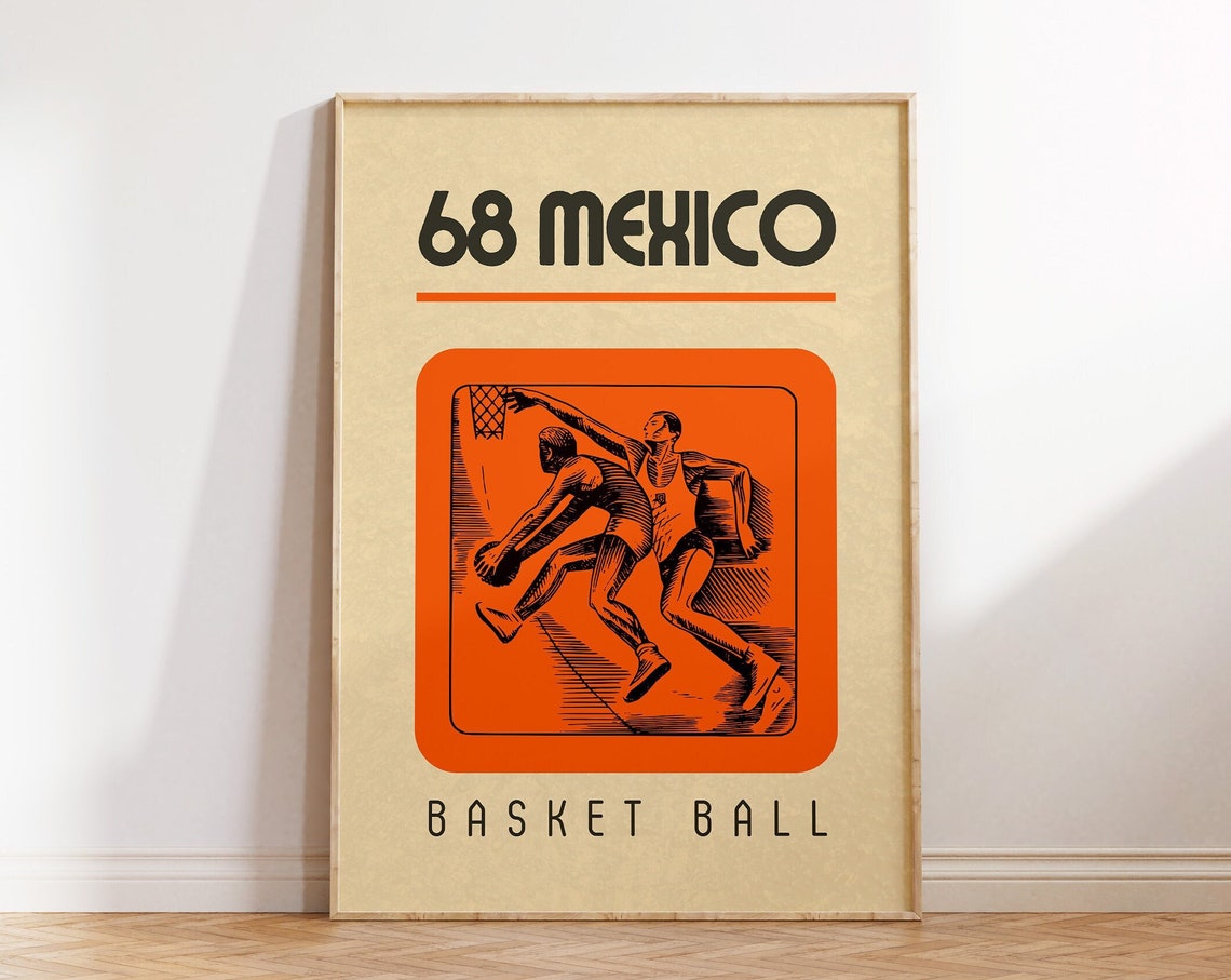 68 Mexico Basketball Retro Vintage Players Sports Wall Decor Poster
