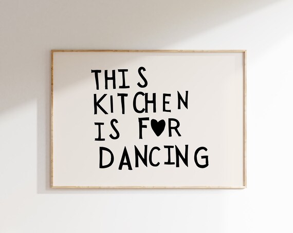 Aesthetic Kitchen Decor Cute Dance Art Kitchen Wall Art Minimalist Heart Horizontal Print Trendy Kitchen Poster 1 Print