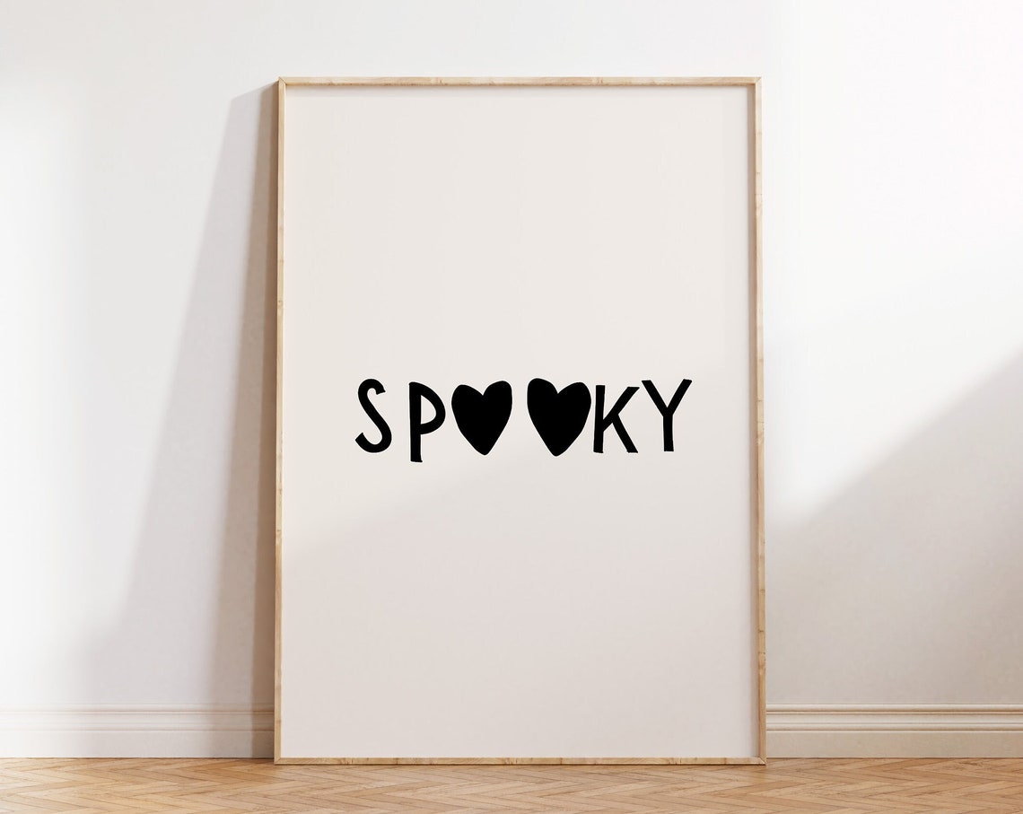 Spooky Double Black Heart Letter Cute Halloween Quote Poster - Image 4