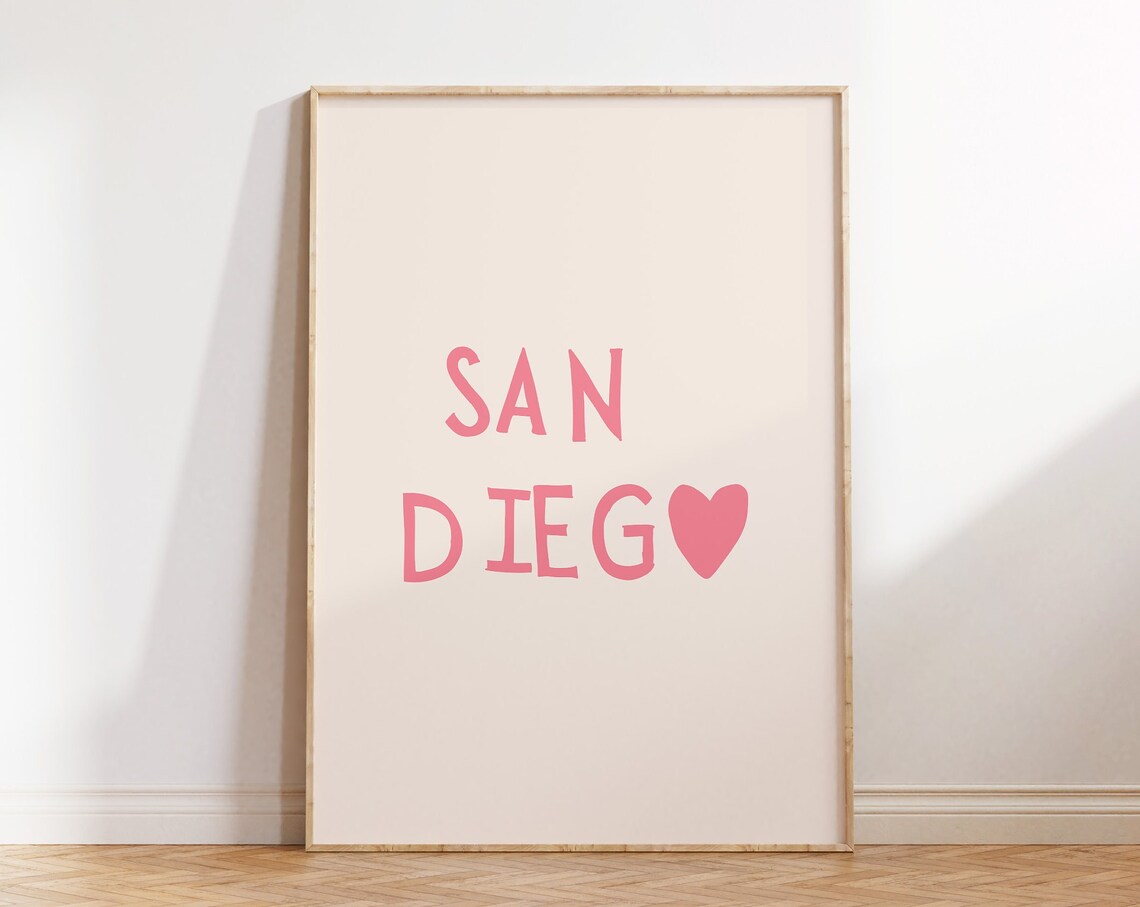 San Diego Heart Poster, California Travel Poster