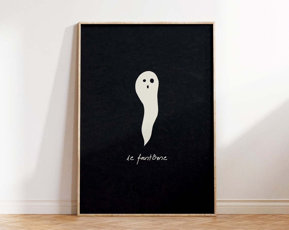 Le Fantome Cute French Ghost Minimalist Black Halloween Art Poster - Image 4